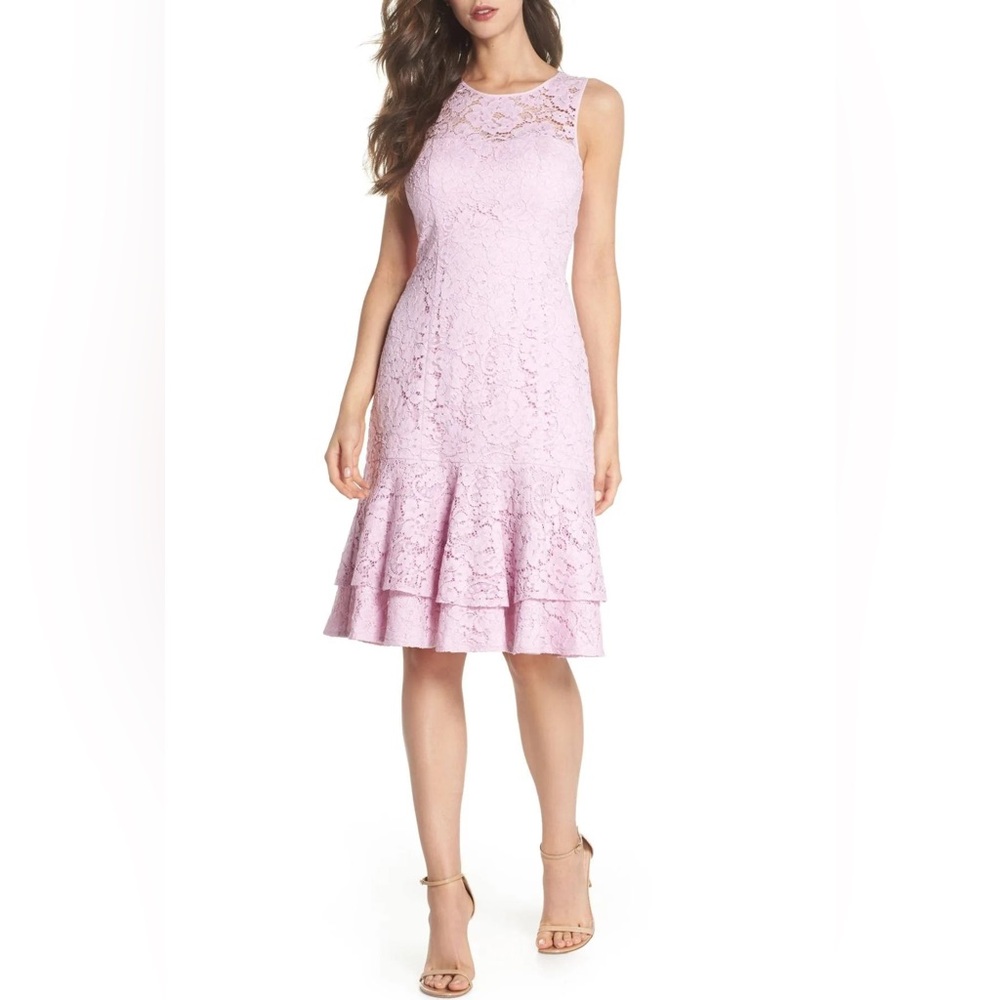 Eliza J Lace Sleeveless Dress in Light Pink